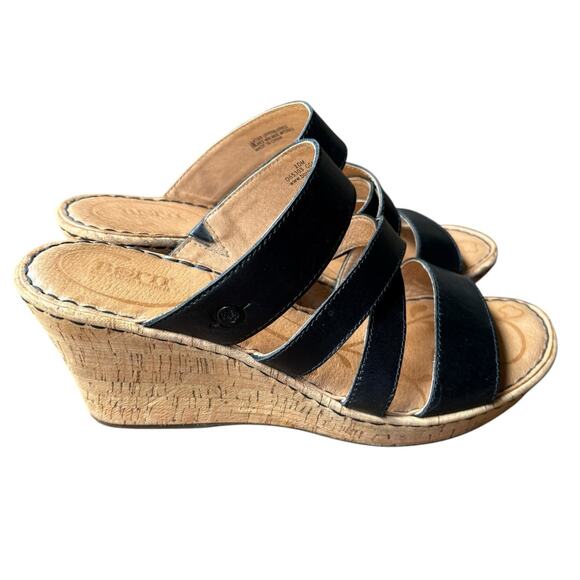 Born Black Strappy Slip on Cork Wedge Platform Sandals - 10 - Picture 2 of 10